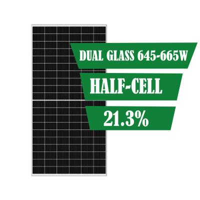 China 640W 645W 650W 655W 660W 665W 182mmx182mm Commercial Mono Photovoltaic Module Bifacial PV Solar Panels for sale