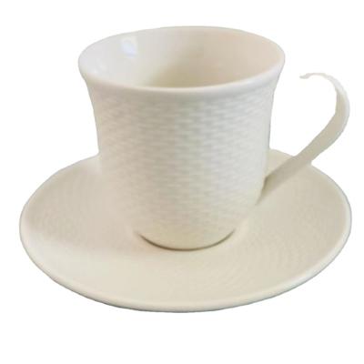 China Sustainable Fine Bone China White Espresso Tea Cup And Saucer , White Cup for sale