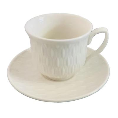 China Sustainable White Ceramic Coffee Tea Cup And Saucer for sale