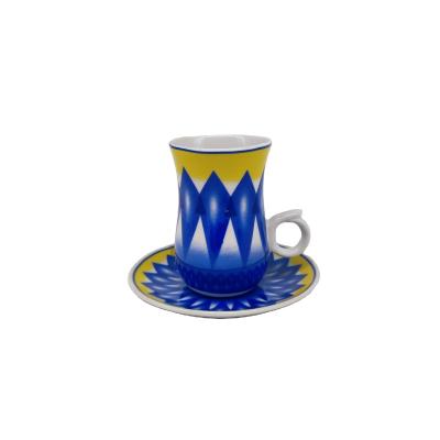 China Sustainable Arabic Style 120cc Porcelain Tea Cup And Saucer, Coffee Cup And Saucer Set for sale