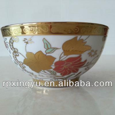 China Viable Fine Porcelain Soup Bowl Gold Ceramic Bowl In Gift Box for sale