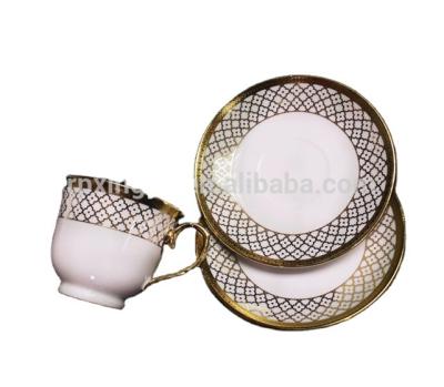 China Viable High Quality Luxury Porcelain Tea Cup Sets , Coffee Cup Set With Gold Rim for sale