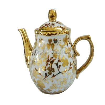 China AAGgrade Viable Porcelain Coffee Gold Pot in Brown Color Box for sale