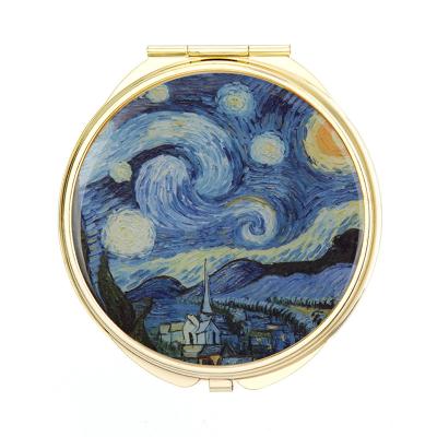 China Cheap Handheld Mirrors Magnifying Ladies Metal Makeup Mirror Compact Van Gogh Oil Paintings Design Mirror Tourist Attractions Gifts for sale