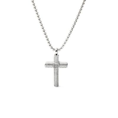 China Stainless steel white gold cross pendant necklace with fresh diamond arrangement and full diamond cross necklace for sale