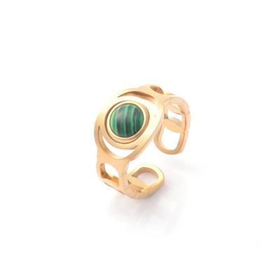 China Anillo de moda femenina nicho de diseño sentido titanio acero pavo real piedra anillo femenino luz lujo temperamento versátil anillo abierto dedo índice en venta