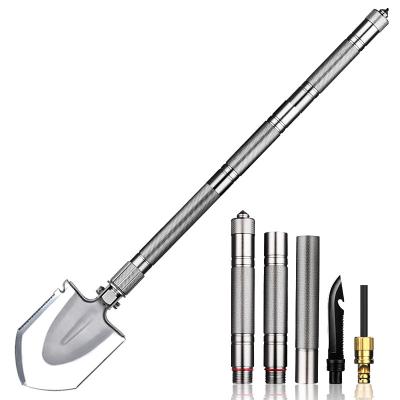 China Garden Stainless Metal Multifunctional Camping Portable Folding Shovel for sale