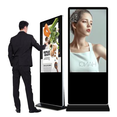 China 55 Inch Floor Stand Interactive Advertising Display Screen Media Player Box Software Kiosk Digital LED Backlight and Displays for sale