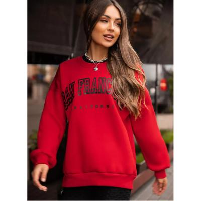 China Anti-wrinkle China factory high quality women's plain sweatshirt 360GSM printed cotton women's sweatshirt and hoodie pullover for sale