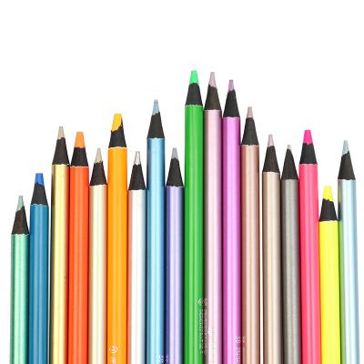 China Coloring DEDEDEPRAISE 191218 12+6 Color Metallic Art Colored Pencil and Fluorescent Neon Colored Pencil Set for sale