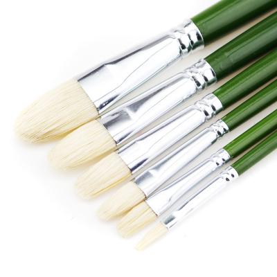 China Oil Watercolor Acrylic Gouache Painting Xiedetang 515 Bristle Hog Hair Head Professional Artist Flat Oil Acrylic Gouache Brush for sale