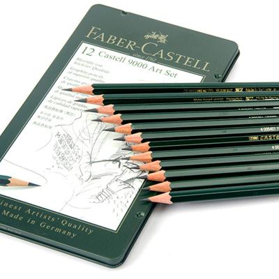 China Sketching Faber Castell 9000 Sketch 6/12/set Graphite Pencil Set With Metal Box Professional Drawing Art Design Sketch Set for sale