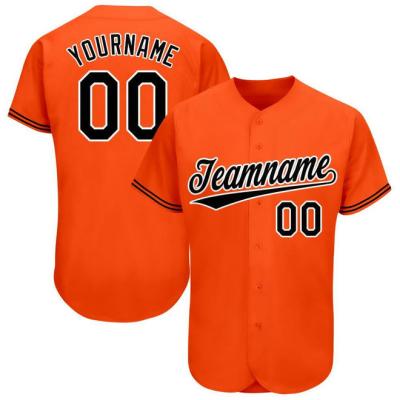 China Antibacterial Orange Baseball Jersey Custom Black White Embroidery Quilted T-Shirt Sublimated for sale