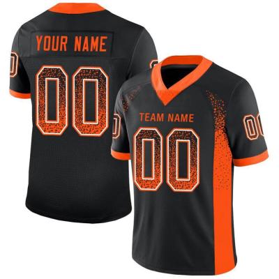 China Custom Breathable Mesh Drift Fashion Football Jersey Customization Black Orange White Embroidery Stitched for sale