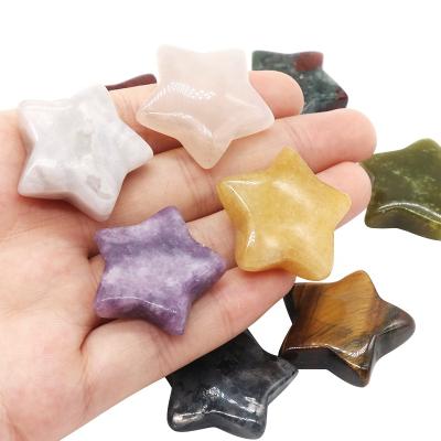 China Wholesale Natural Simplicity Gemstone Quartz 30mm Star Pentagon Carved Crystal Stars Aventurine Five-pointed Star Gifts for sale