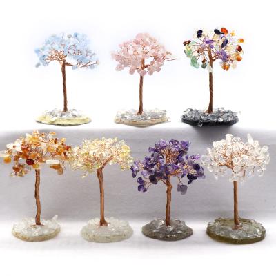 China Simplicity Agate Tree of Life Natural Crystal Amethyst Crushed Stone Winding Fortune Silk Tree for Gift Mini Christmas Tree for sale