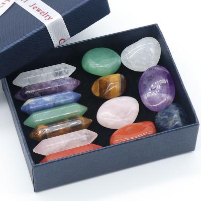 China Crystal Seven Chakras Boxed Set Natural Crystal Quartz Stone Energy Healing 7 Chakras Stone for sale