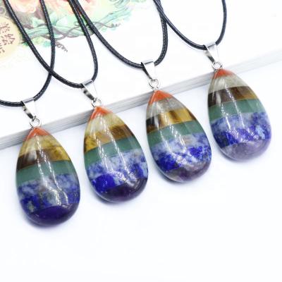 China Wholesale CLASSIC Healing Seven 7 Chakra Droplet Energy Water Balancing Chakra Necklace Pendant For Yoga for sale