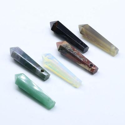 China CLASSIC Natural Crystal Agate Stone Irregular Hexagonal Pendant Hand-Polished Hex Cone For DIY Jewelry Making for sale