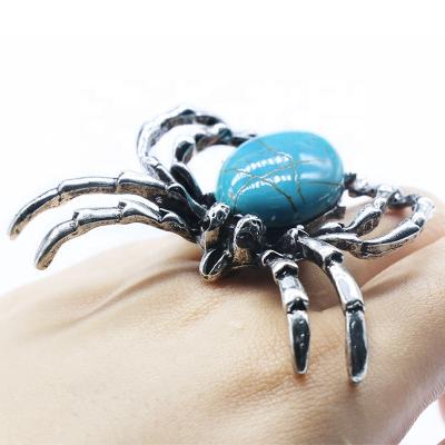 China CLASSIC Animal Dangle Agate Crystal Shell Inlaid Alloy Spider Brooch Charm Pendant Necklace for sale