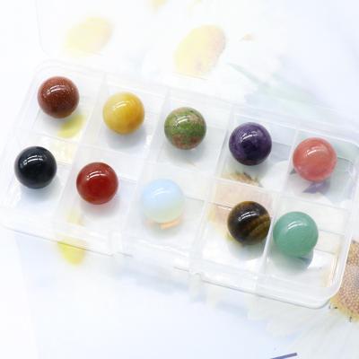 China Crystal 10 Pcs / Box 16mm Round Ball Set Crystal Agate Natual Aventurine No Hole Round Beads For Gift for sale