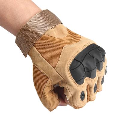 China Army Police Equipment Breathable Outdoor Custom Military Combat Assault Knuckle Hard Fingerless Gloves for sale