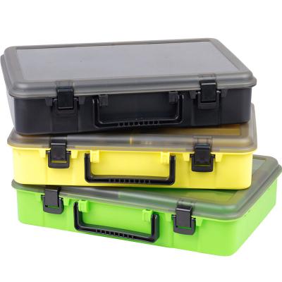 China Large Capacity 39*27*12cm Outdoor Plastic Fishing Tackle Box Gear Lure Bait Double Sided Storage for sale