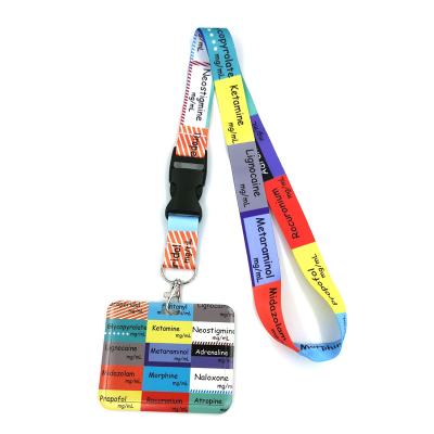 China Polyester Couple Card Badge Holder Girl Campus Student Custom Cute Polyester Lanyard Card Holder for sale