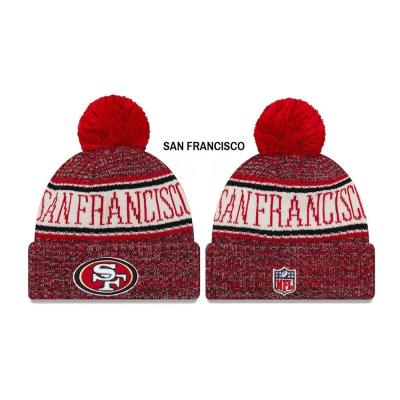 China JOINT Hot Sale NFL Shorts Winter Cable Knit Beanie Hats With Big Pom Pom for sale