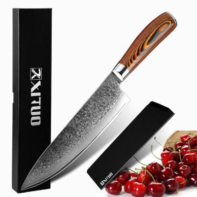 China 8 Inch Stocked Damascus VG-10 Chef Knife Frozen Santoku Knife Japanese Cutter Slicing Fillet Serving Kitchen Knives for sale