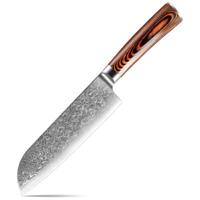 China 7 Inch Viable Damascus Steel Professional Santoku Knife Kitchen Knives for sale