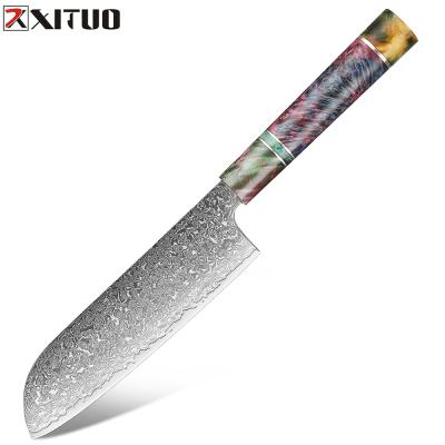 China XITUO Damascus Santoku Viable Knives Japanese Salmon Vegetable Meat Fish Sushi Steel Kitchen Slicing Cleaver Serving Cutting Knife for sale