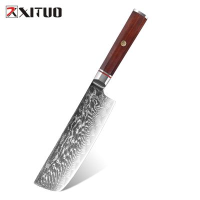 China Viable Damascus Nakiri Knife Octagon Wood Handle 67 Layers Damascus Stainless Steel VG10 Blade Japanese Kitchen Cleaver Chef Knives for sale