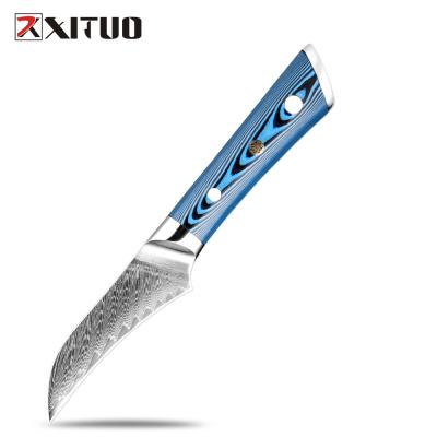 China XITUO viable 3.5 inch fruit knives sharp damascus stainless steel leather melons and fruit knives high quality household for sale