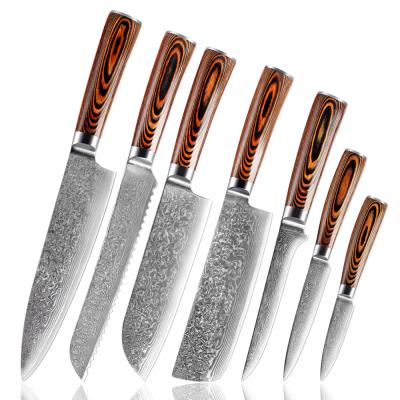 China Viable Factory Wholesale Damascus Knife Set Professional Santoku Knives Chefs Kitchen Knives Home Kitchen Cooking Muti-function Tools for sale