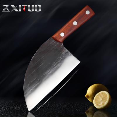 China Handmade Forged Cleaver Viable Wide Chopper Slip Resistant Rosewood Handle Butcher's Kitchen Knife Sharp High Carbon Steel for sale