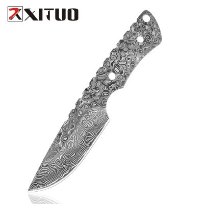 China XITUO DIY Damascus Knife Viable White Blade Sharp Fixed Survival Hunting Outdoor Camping Knives EDC Tools Fruit Knife Accessories for sale