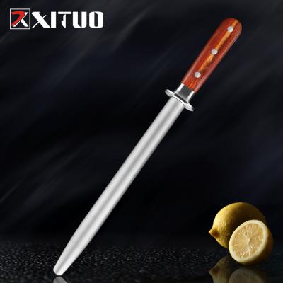 China XITUO Professional Durable Alloy Steel Round Shank Sharpening Rod Kitchen Knife Sharpener Knife Shears Scissors Sharpening Stone System for sale