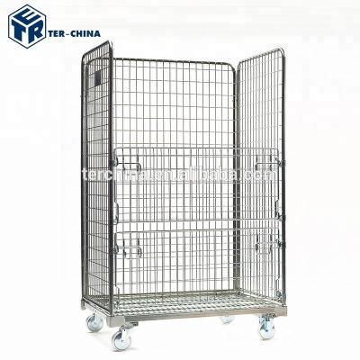 China Rolling Wire Mesh Q235 Steel Stackable Equipment Storage Container for sale