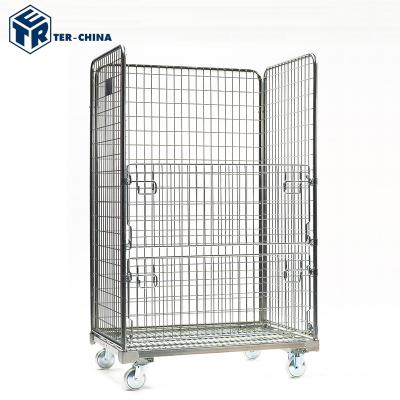 China Premium Quality Q235 Steel Warehouse Mobile Roll Cart Cages for sale