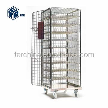 China Q235 Steel Recycle Industrial Wire Mesh Cart Equipment Trolley for sale