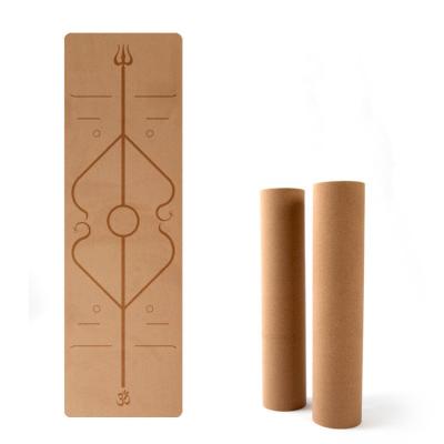 China High Quality And Large Size Double Color High Elasticity Cork Yoga Cork Pilates Mat For Outdoor And Home Gym for sale