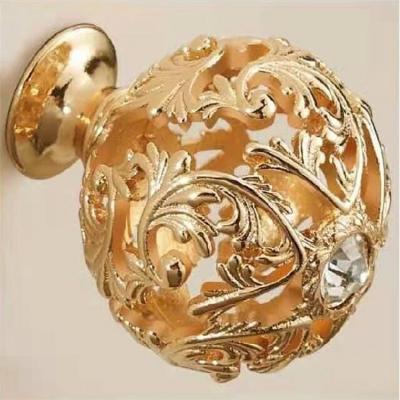 China Good Quality Minimalist Crystal Cabinet Handle Pure Brass Button Cavity Furniture Handle Bedroom Decoration for sale