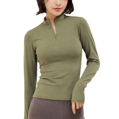 China Wholesale Womens Long Sleeve Breathable Thin Warm Up Dynamic Active Jacket Brown for sale