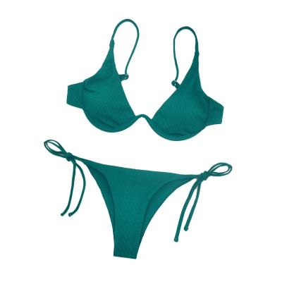 China Breathable 2022 Bikini Hard Pack Underwire Sexy Split Bikini Solid Color High Waist bikini for sale