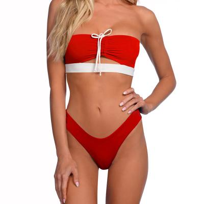 China 2022 new breathable swimsuit ladies split bikini solid color bikini swimsuit for sale