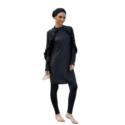 China 2022 Muslim Women Swimwear Luxury Windproof Solid One Piece Swimsuit Cover Up Swimsuit Swim Skirt for sale