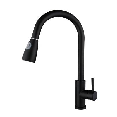 China Pull Out Spray Modern 360 degree around Mixer Hot and Cold Black color Pull out Water Tap Flexible Kitchen faucet for sale