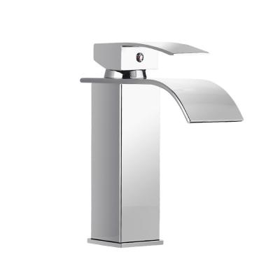 China Sense Faucets Modern Waterfall Basin Mixer Double Holes Hot and Cold Water Lavatory  Faucet Basin Tap for sale