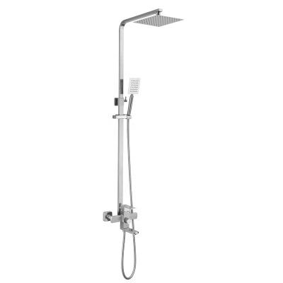 China With Slide Bar Hot sale Brushed 304 Stainless Steel Hot and Cold Shower Mixer in Wall Mounted rain shower set for sale